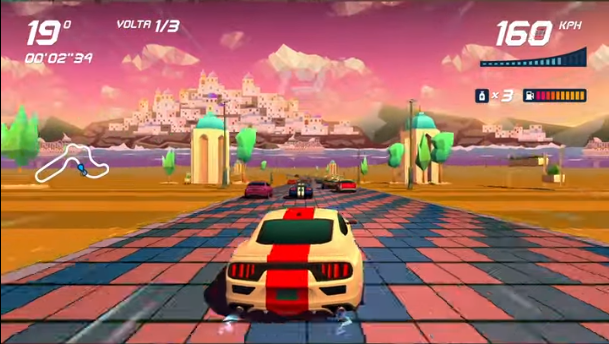 Horizon Chase Turbo – World Tour – Grécia – Santorini – Céu Lilás